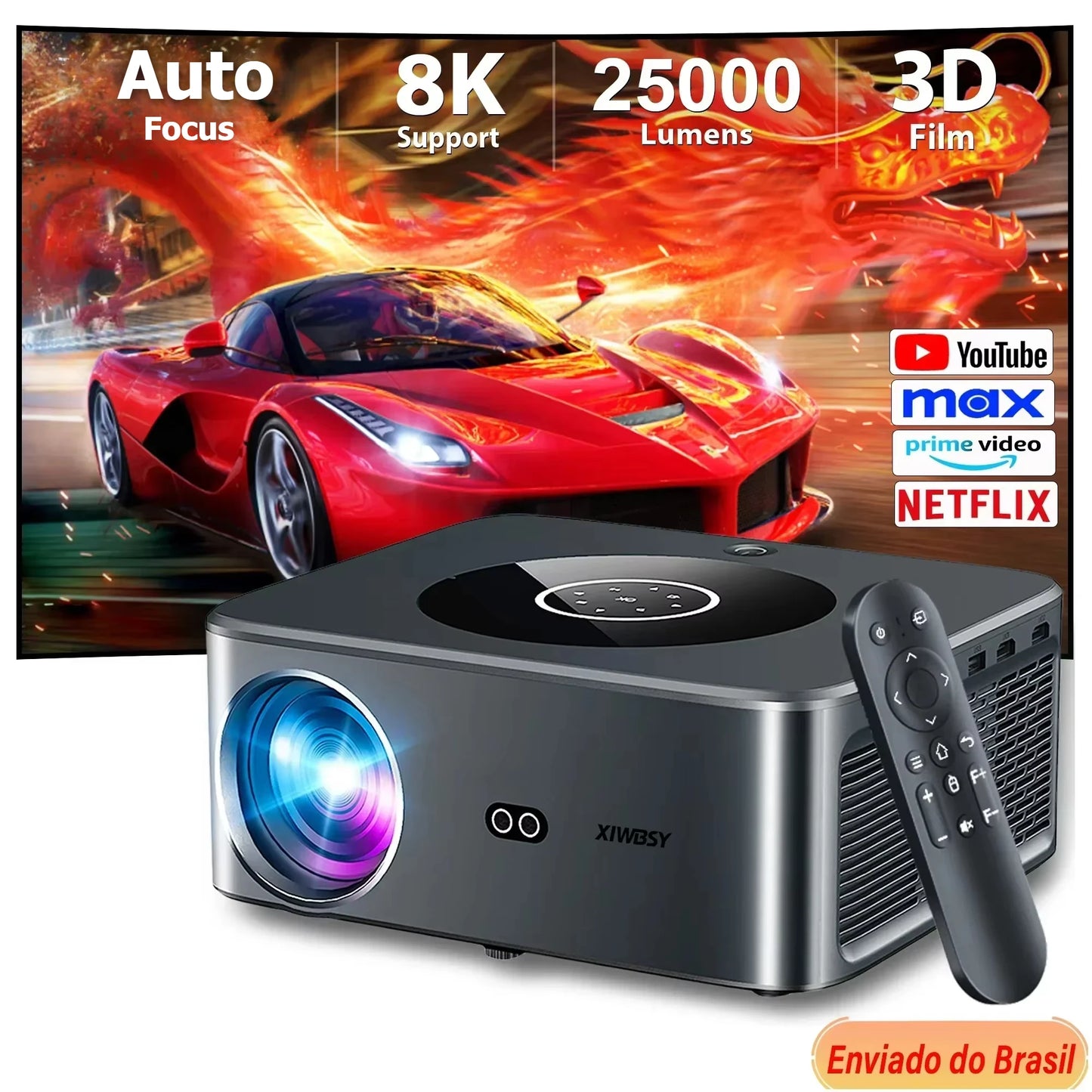 XIWBSY 25000Lumens Android 4K Projector Wifi6 Full HD Wireless Projector Auto Keystone Video Home Theater Proyector Beamer