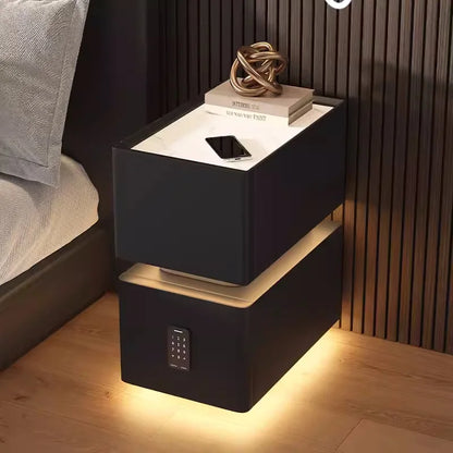 Creative 25cm Smart Bedside Table with Sensor Light Nordic Style Storage Cabinet Bedroom Nightstand with Wireless Charging