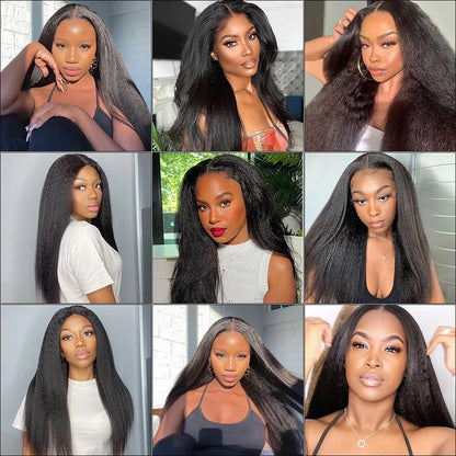 Kinky Straight Human Hair Wigs 4x4 Glueless Wig Human Hair Wear And Go Glueless Wig Brazilian Human Hair Wig Lace Closure Wig