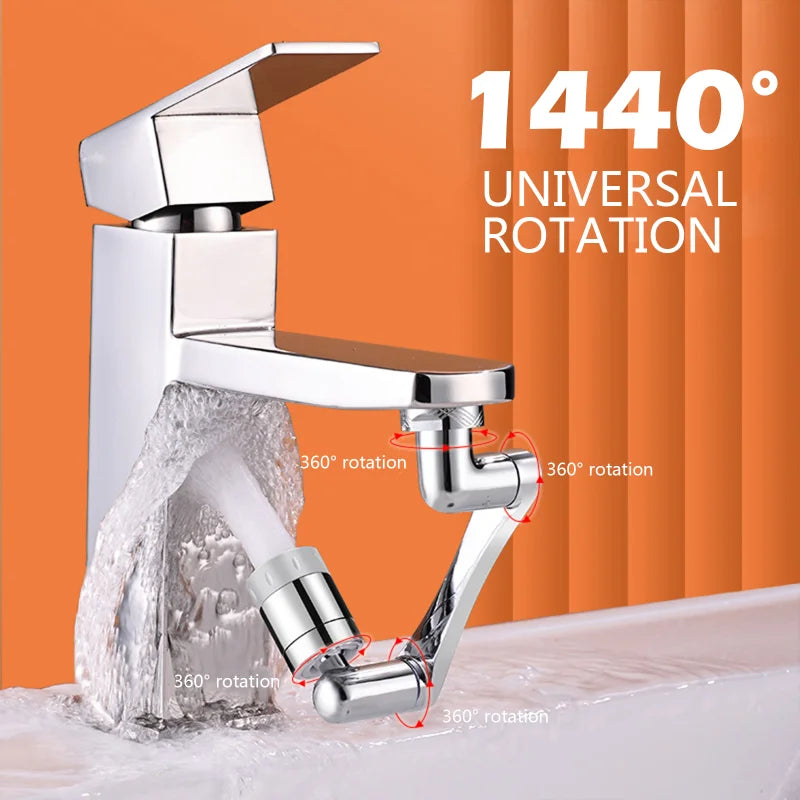 Dual Mode 1440° Rotation Faucet Aerator Splash Kitchen Tap Extend Water Nozzle Faucet 22/24mm Adaptor Faucet Bubbler Robotic Arm