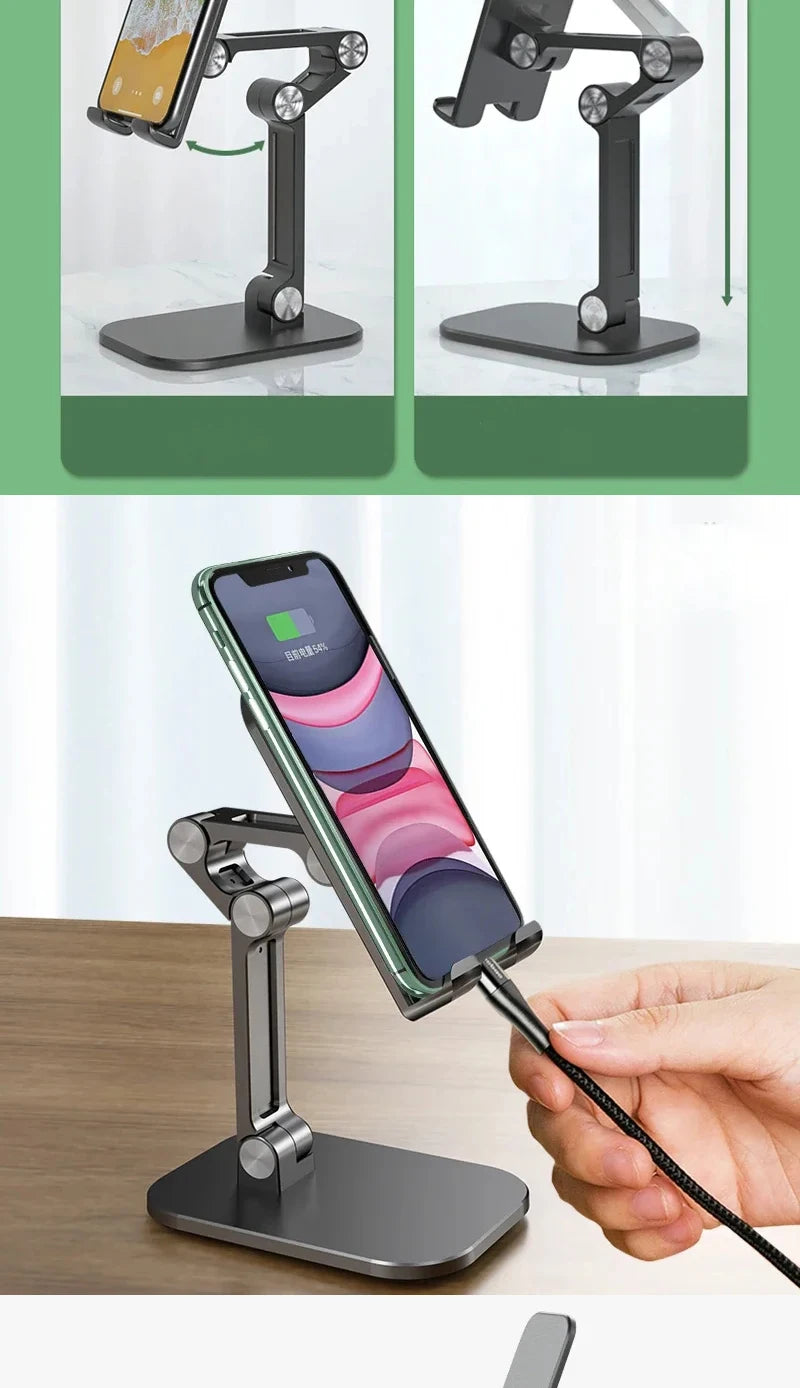 Three Sections Foldable Desk Mobile Phone Holder For iPhone for iPad Tablet Flexible adjustable Lazy phone holder ABS material