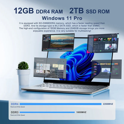 2024 Portable Windows 11 i7 Laptop Computer PC 14.1" 1920*1080P Notebook Intel Core i7 7500U 12GB RAM 1TB 2TB SSD Gaming Laptops