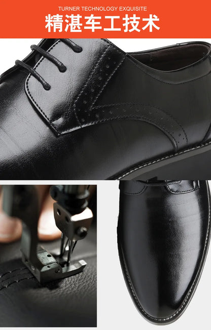 Men's Business Leather Shoes British Brown Pointed Lace Business Casual Leather Shoes Men Men Dress Shoes Wedding Shoes