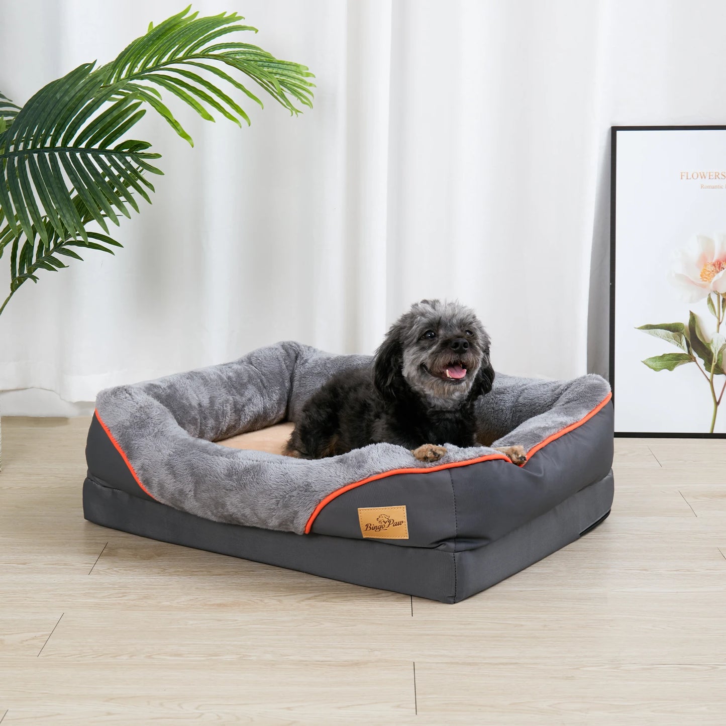 L XL 2XL 3XL Dog Bed Super Soft Orthopedic Foam Pet Bed Sleeping Mat with Cotton-padded Bolster and Removable Cover