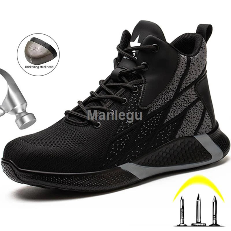 Work Boots Steel Toe Safety Shoes Men Women Work Shoes Sneakers Lightweight Anti-Puncture Safety Shoes Men Indestructible Boots