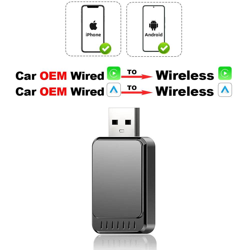 TIMEKNOW Wireless CarPlay Adapter for Apple iPhone Wired to Wireless Carplay Dongle Plug And Play USB Connection Auto Car Dongle - MarvelouStoree