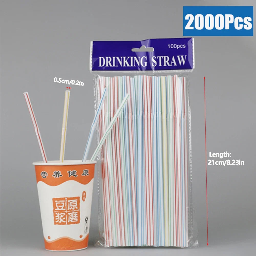 100-1000Pcs Flexible Kunststof Straws For Juice Cocktail Drinking Straws Multi Colored Kitchen Party Pajitas Plastique Straw