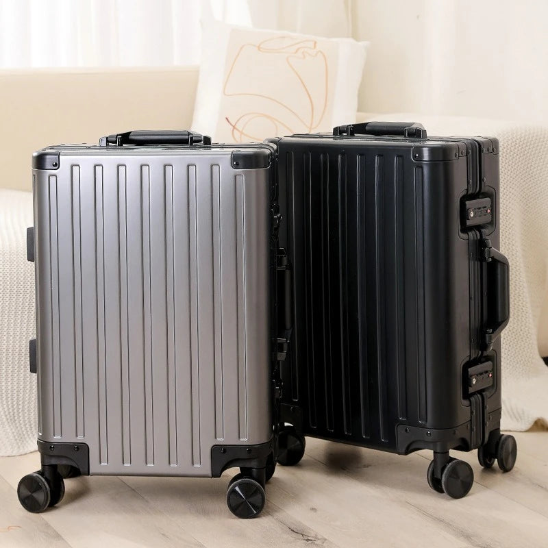 2024 New Large Capacity Durable Luggage Magnalium Aluminum Alloy Men Man Women Carry-On Boarding Travel 20/24/26/28