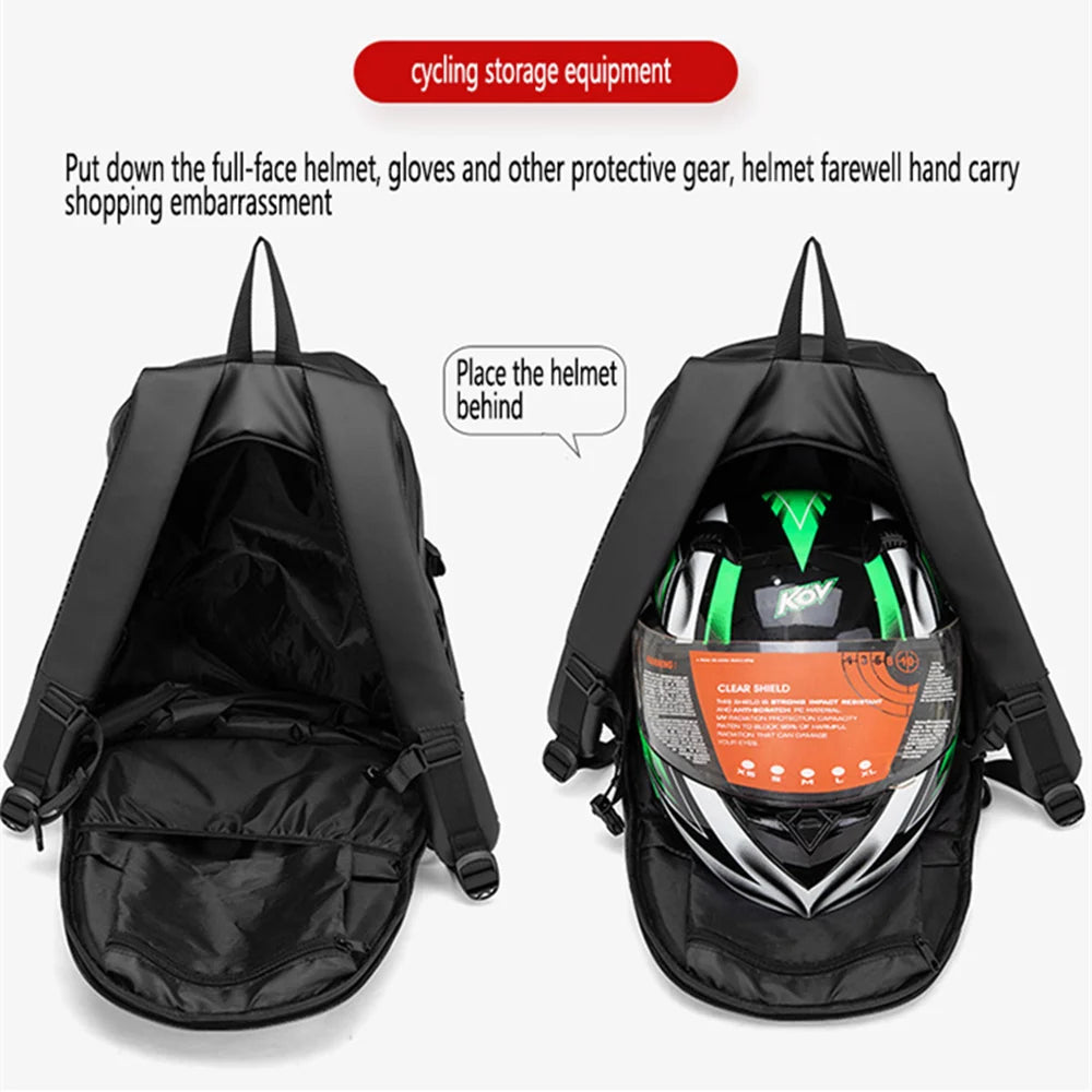 Waterproof Motorcycle Backpack Outdoor Sports Moto Biker Cycling Riding Helmet Backpack Reflective Business Travel Laptop Bag