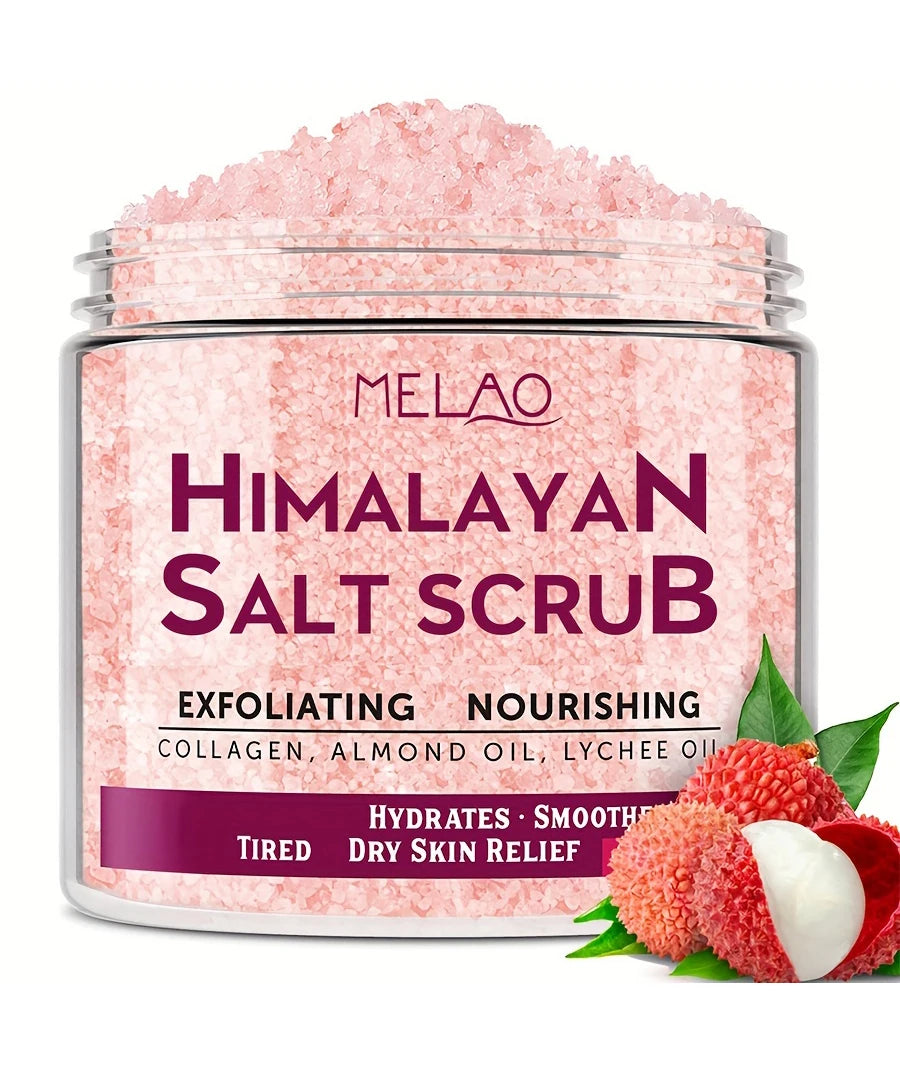 MELAO Himalayan Salt Body Scrub with Collagen and Stem Cells - Natural Exfoliating Salt & Body and Face Souffle Helps with Moist