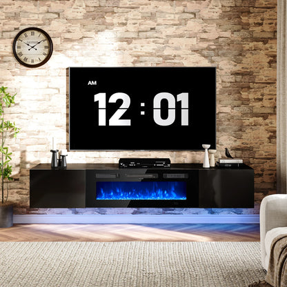 Floating TV Stand with 36" Electric Fireplace,Wall Mounted Fireplace Entertainment Center,70" TV Console with Fireplace