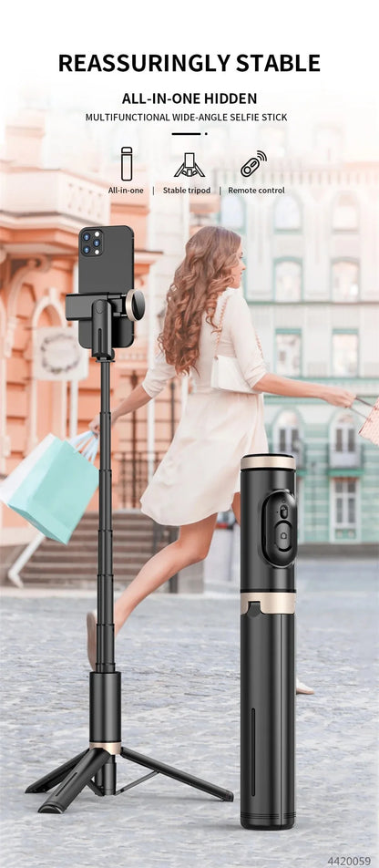 2025 NEW Bluetooth Selfie Stick  Foldable Wireless Tripod with Bluetooth Shutter Monopod Live Photograph for iphone