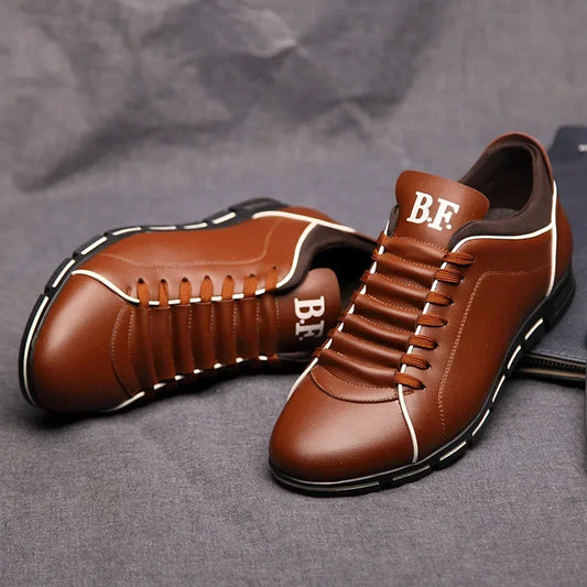 Leather Casual Shoes for Men Breathable Business Shoes Male Sneakers British Dress Shoe Flat Working Footwear Plus Size 48 Tenis