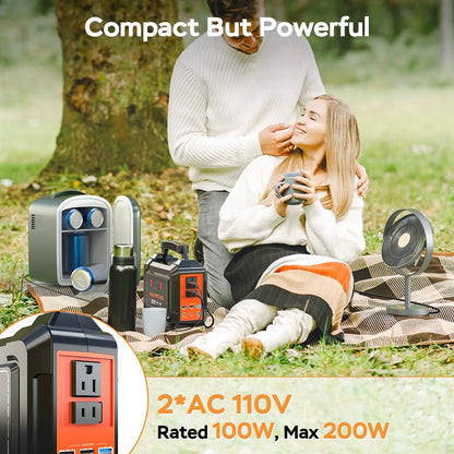 O Camping Solar Generator 167Wh Power Bank with AC Outlet 110V with Multi-Output LED