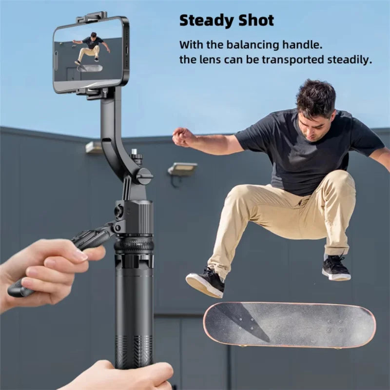 5 in 1 Selfie Stick Gimbal Stabilizer For Smartphone With Bluetooth Remote Intelligent AI Follow-Up Anti Shake Pan Tilt Tripod