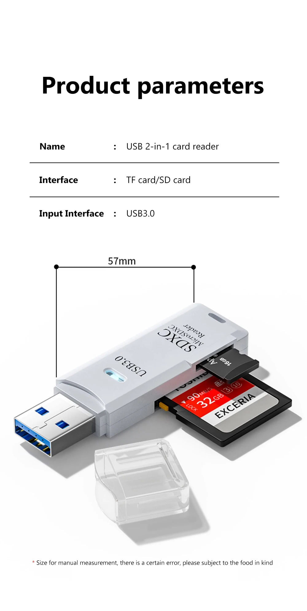 2 in 1 USB 3.0 Card Reader Micro sd card Reader usb adapter High Speed Cardreader TF Memory card For PC Laptop Accessories