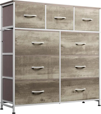 9-Drawer Dresser, Fabric Storage Tower for Bedroom, Hallway, Closet, Tall Chest Organizer Unit for Bedroom with Fabric Bins