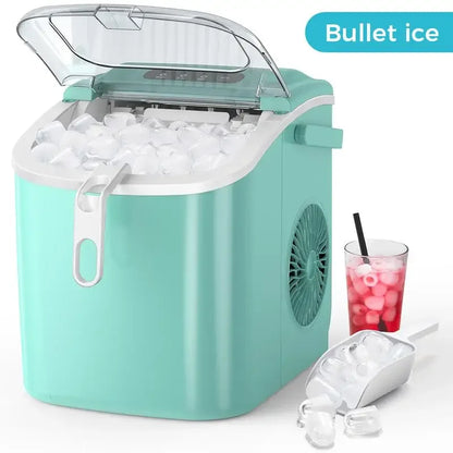 COWSAR Bullet Ice Maker Countertop with Self-Cleaning, 26.5lbs/24Hrs, 6 Mins/9 Pcs Bullet Ice, Portable Ice Maker