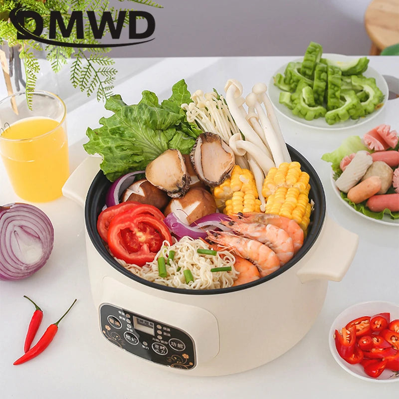 DMWD 3L 110V 220V Non-stick rice cooker Multifunctional hotpot with steamer insulation fast heating electric multiccoker 2 layer