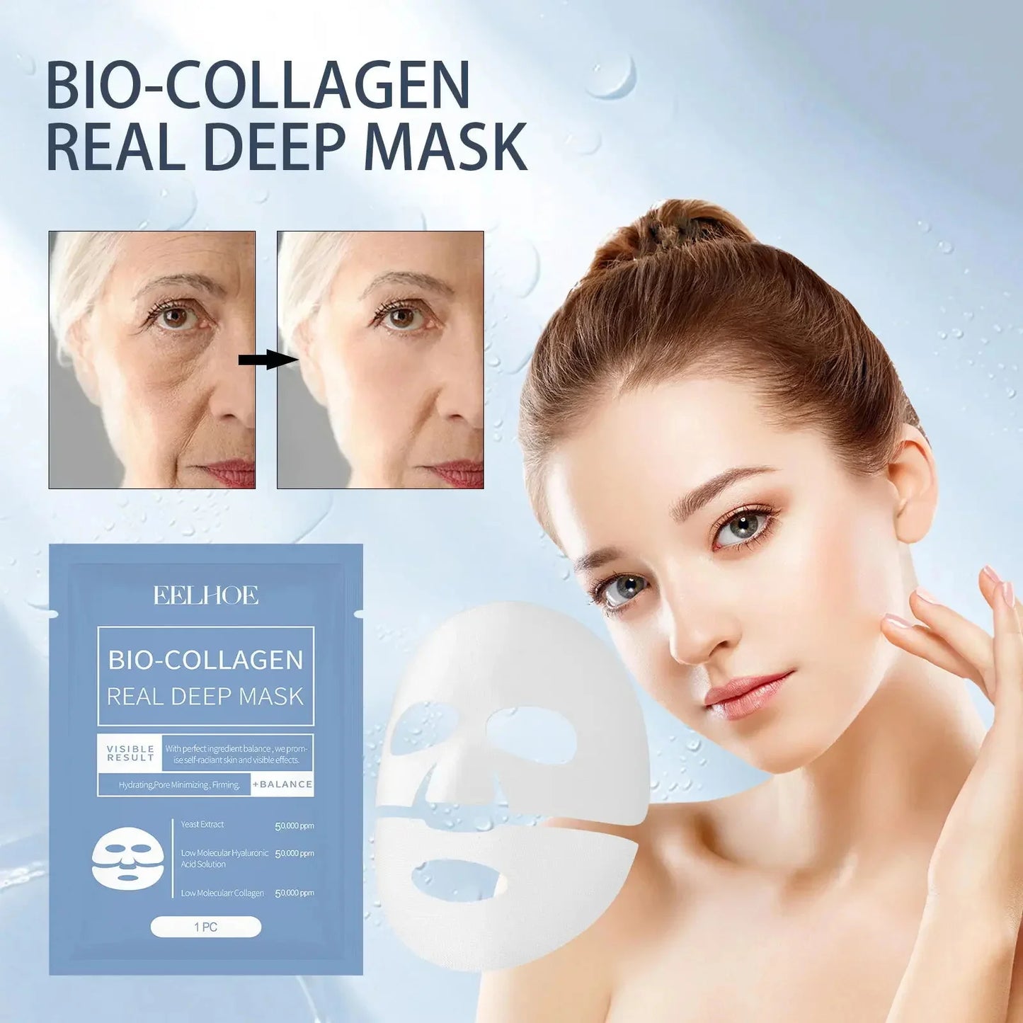 Collagen Anti Wrinkle Facial Mask Fade Face Fine Line Lift Firm Skin Anti-Aging Moisturizing Brighten Skin Care Korean Cosmetics