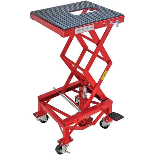 Max 5001.5083 Ultra-Stabile Hydraulic Motorcycle Lift Table with Foot Pad Lift Function - Raises Bikes from 13.25" to 34"