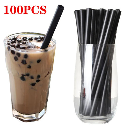 100pcs Disposable Straws Multicolor Wide Large MilkTea Milkshake Plastic Drinking Straws for Wedding Party Bar Accessories