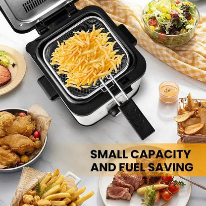 SUSTEAS Deep Fryer with Basket, 1500W Electric Deep Fryers for Home Use with Temperature Control, Removable Lid and 2.5L/1.5L - MarvelouStoree