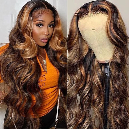 13x4 13x6 HD Highlight Lace Frontal Wig Human Hair Honey Blonde Body Wave Lace Front Wigs For Women Glueless Wigs Pre Plucked