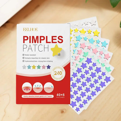 240Pcs New High-end Pimple Patch Acne Patches Heart/Star Shape Acne Dots Patches Moisturizes for Covering Zits and Blemishes