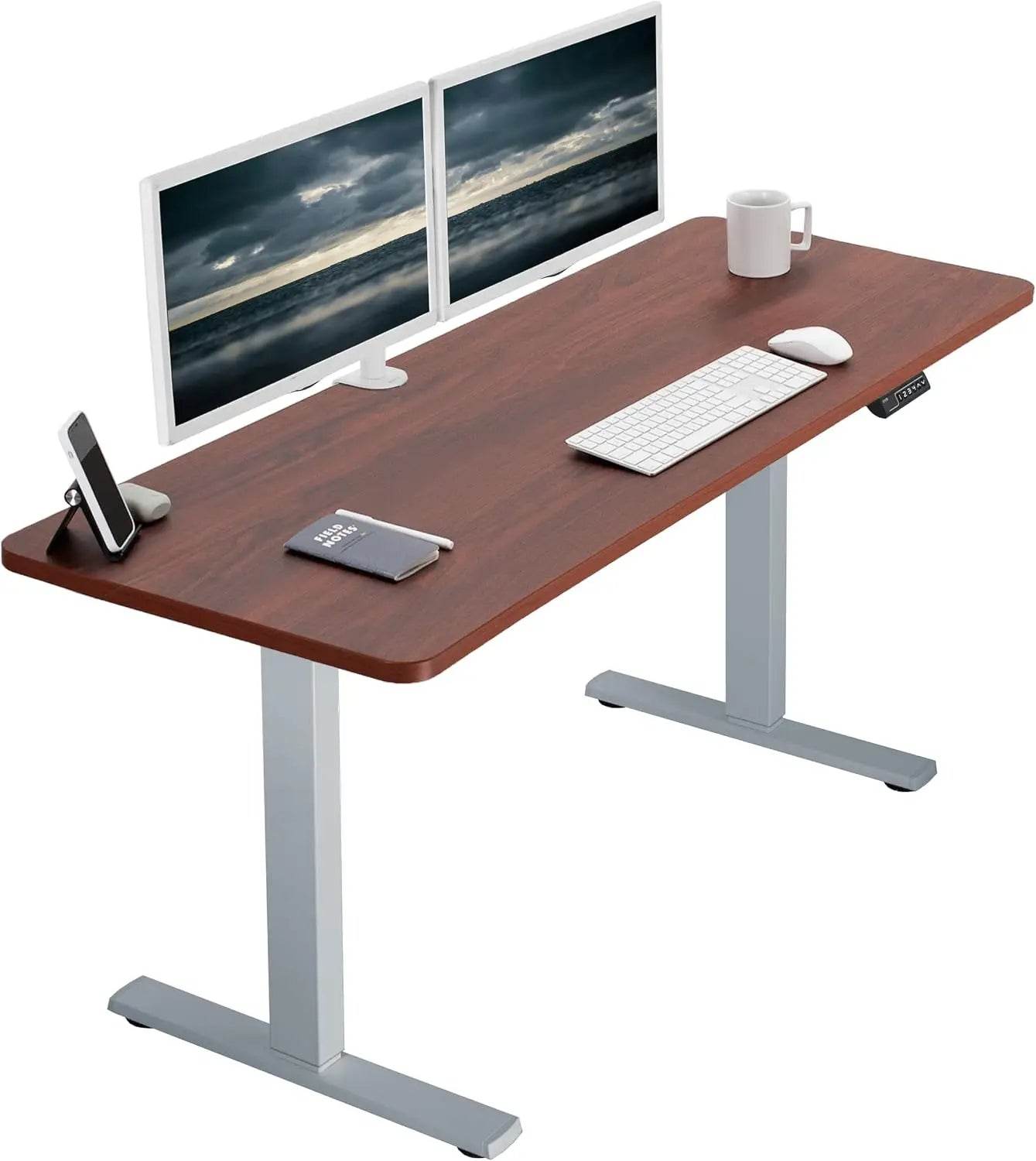 Electric Rustic Standing Desk Workstation, Memory Controller Height Adjustment Particle Board, Steel Computer Standing Desk - MarvelouStoree