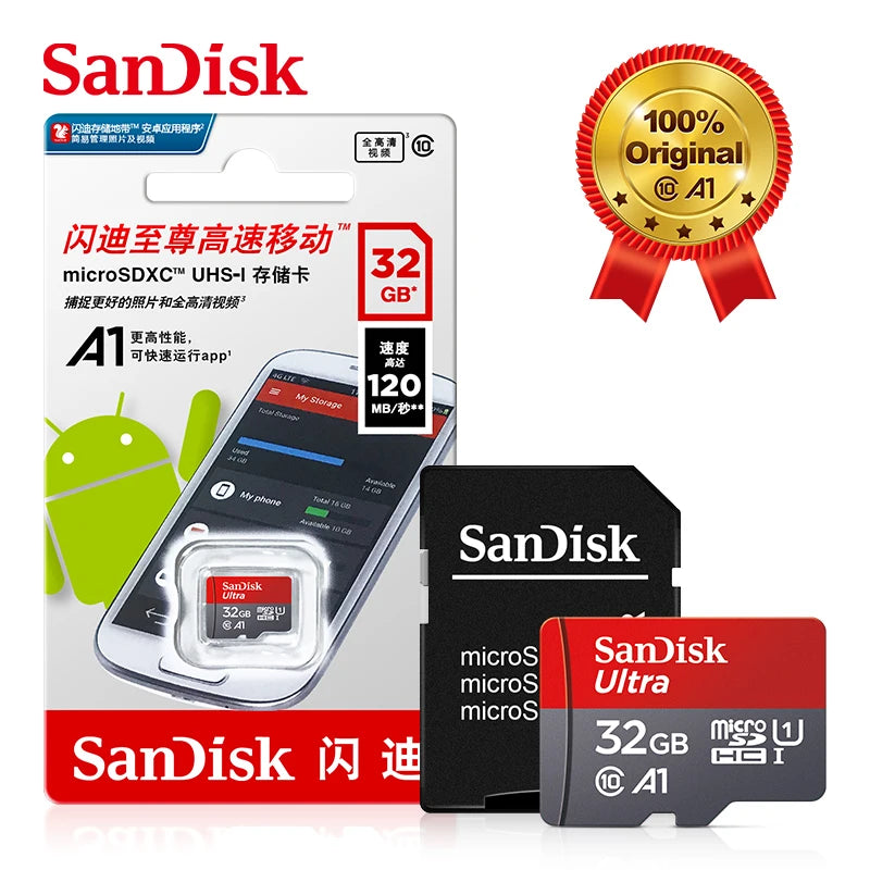 SanDisk Micro tf Card 128GB 64GB 32GB Up to 98MB/s Memory Card Class 10 Flash Card A1 TF Card memory card for smartphone