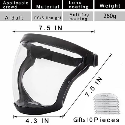 Full Face Protector Shield Reusable Dustproof Anti-fog Mask Safety Shield Mask Transparent Kitchen Tools Work Protection Mask