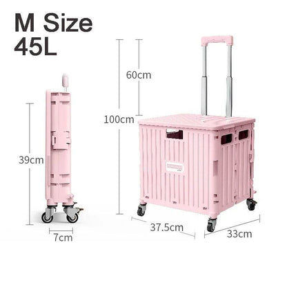 45/65L Folding The Folding Shopping Cart Trolley Portable Home Shopping Cart Folding cart with 2 /4 /8 Wheels - MarvelouStoree