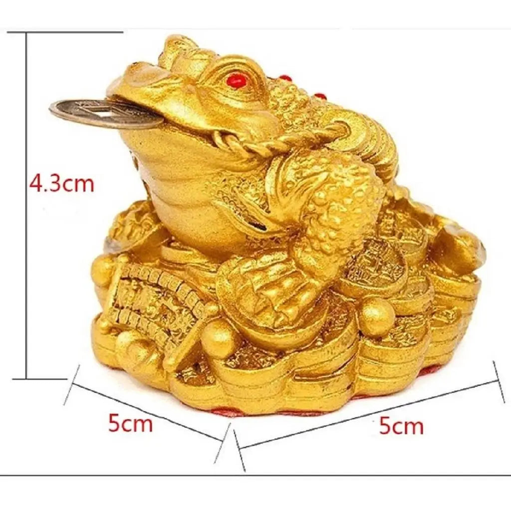 Handcrafted Resin Feng Shui Money Frog (Three Legged Wealth Toad) Statue Amulet