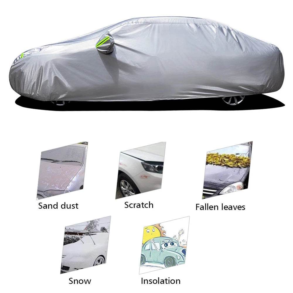 S-XXL Car Cover Sedan Full Covers with Reflective Strip Sunscreen Protection Dustproof&Waterproof UV Scratch-Resistant Universal - MarvelouStoree