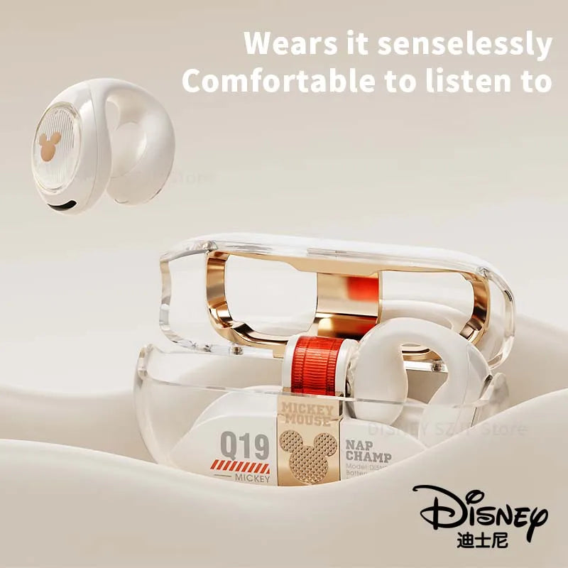 Disney Q19 Clip-On Wireless Earphones High Quality HIFI Sound Headphones Earclip Noise Canceling Gaming Sports Bluetooth Headset