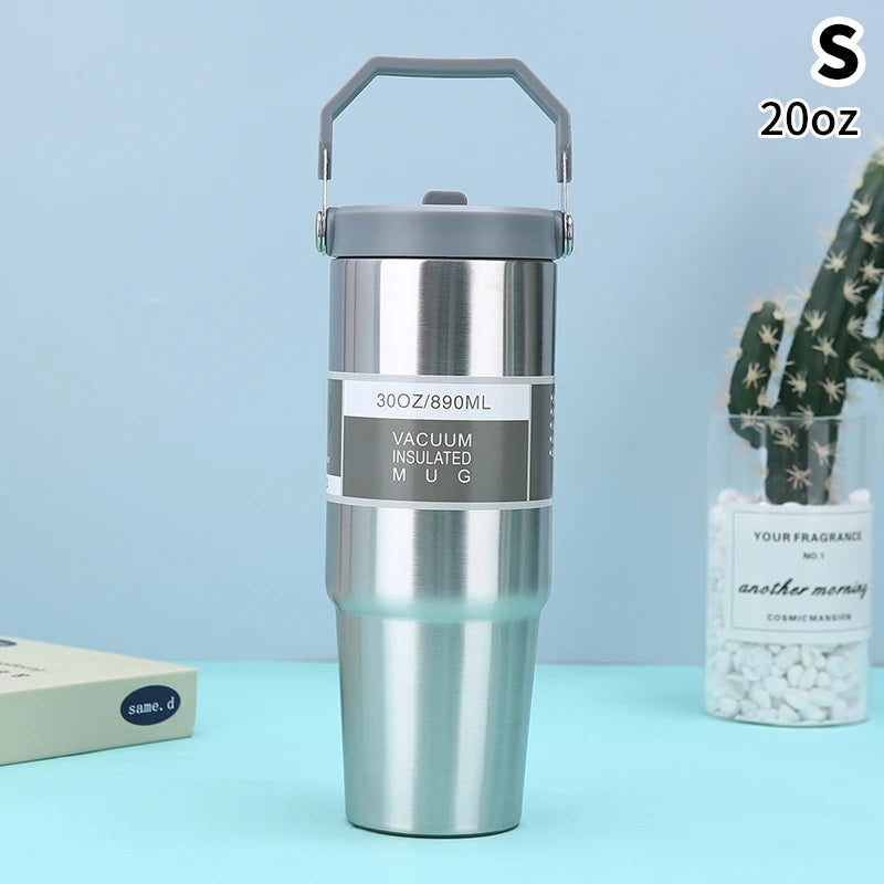 20/30oz Vacuum Insulated Tumbler Stainless Steel Coffee Cold Cup With Straw Insulated Water Bottle Thermal Water Tumbler Cup