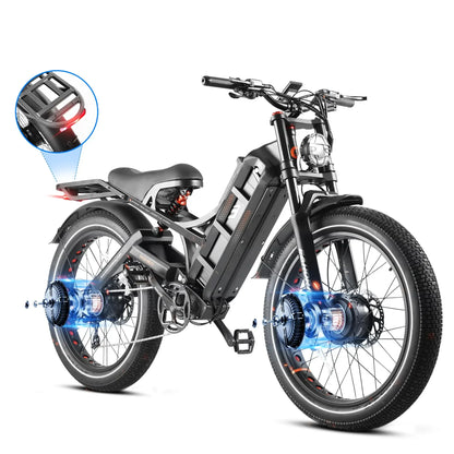 Romeo Pro 2 Ebike 3000W Dual Motor 52V 60AH Battery 26*4.0 Fat Tire Electric Bicycles Mountain Snow Off-Road Adult Electric Bike