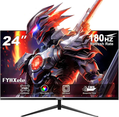 FYHXele 24Inch 180Hz Gaming Monitor 1K FHD Computer Display 1ms Response Time Eye Care Screen LCD Support HDR G-Sync VESA