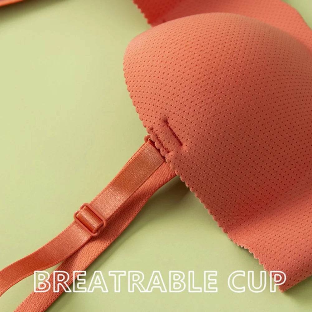 Female Gather Removable Shoulder Strap Solid Color Wireless Lingerie One-pieces Sexy Bras Push Up Seamless Underwear for Women - MarvelouStoree