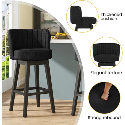 Bar Stool Padded Seats and Solid Wood Pedals,Seat Height Modern Bar Chair with Backrest,Suitable for Bars and Kitchen Islands