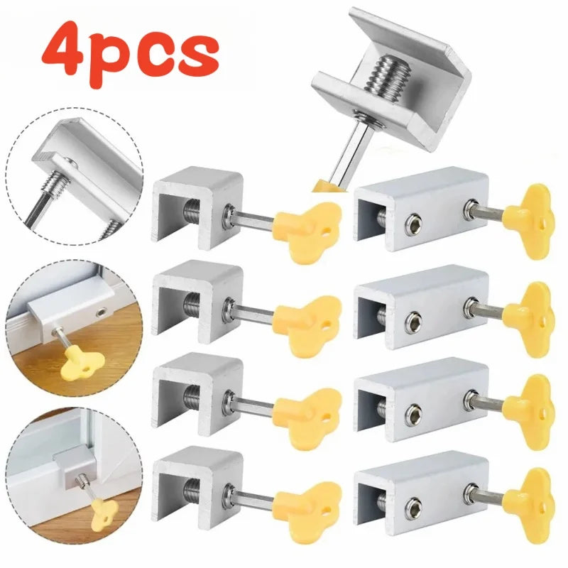 4 Sets Sliding Sash Stopper Cabinet Lock Straps Door Security Anti-theft Lock Sliding Window Door Lock Baby Child Safety Limiter