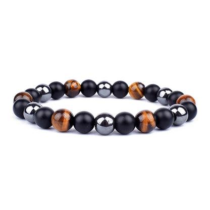 OAIITE 8mm New Turkish Evil Eye Bracelet for Women Charm Tiger Eye Stone Bracelet for Men Hematite Healing Health Care Jewelry