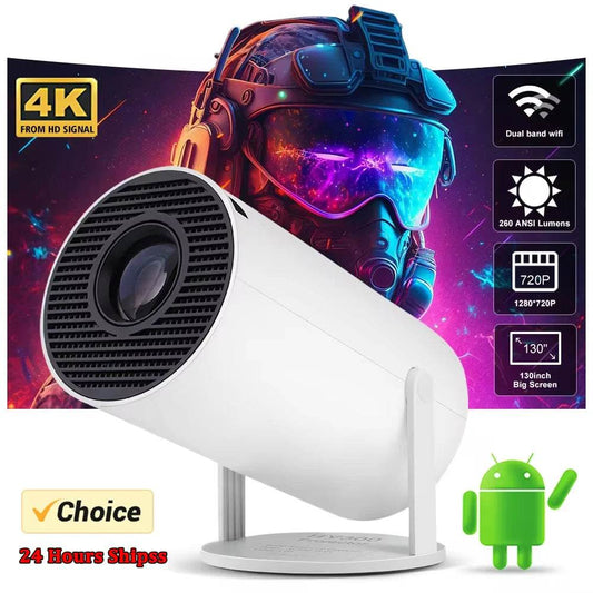 New 2024 4K Android 11 Dual Wifi6 200 ANSI All Winner H713 BT5.0 1080P 1280*720P Home Cinema Outdoor Portable Projetor - MarvelouStoree