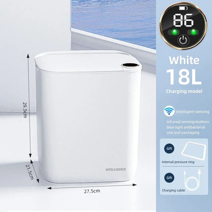 18L Smart Sensor Trash Bin Smart Sensing Trash Can with Display Type-C Recharging Automatic Wastebin Kitchen Toilet Wastebasket