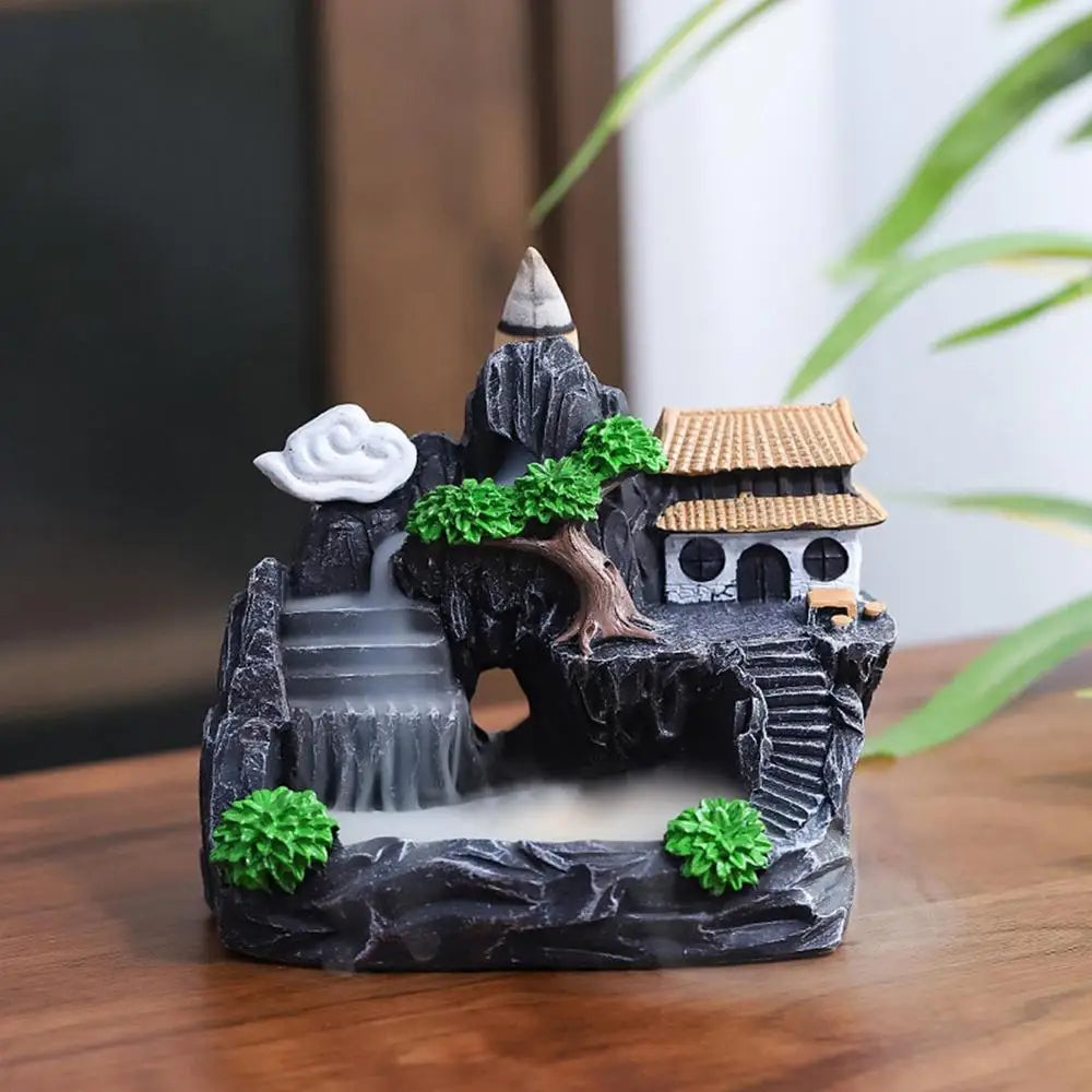 Incense Burner Resin Backflow Incense Burner Waterfall Incense Burner Innovative Tower Incense Sandalwood Aromatherapy Furnace