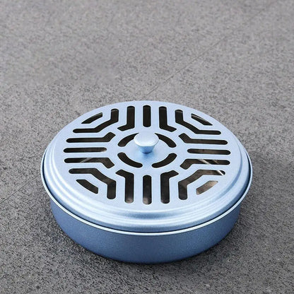 1PCS Stainless Steel Mosquito Coil Tray With Cover Mosquito Portable Coil Windproof Repellent Incense Stand Outdoor R1I2