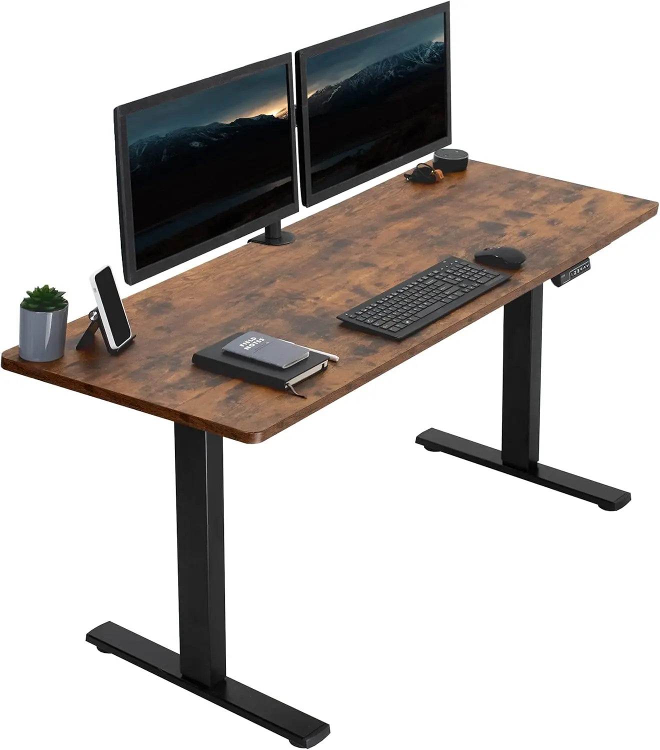 Electric Rustic Standing Desk Workstation, Memory Controller Height Adjustment Particle Board, Steel Computer Standing Desk - MarvelouStoree