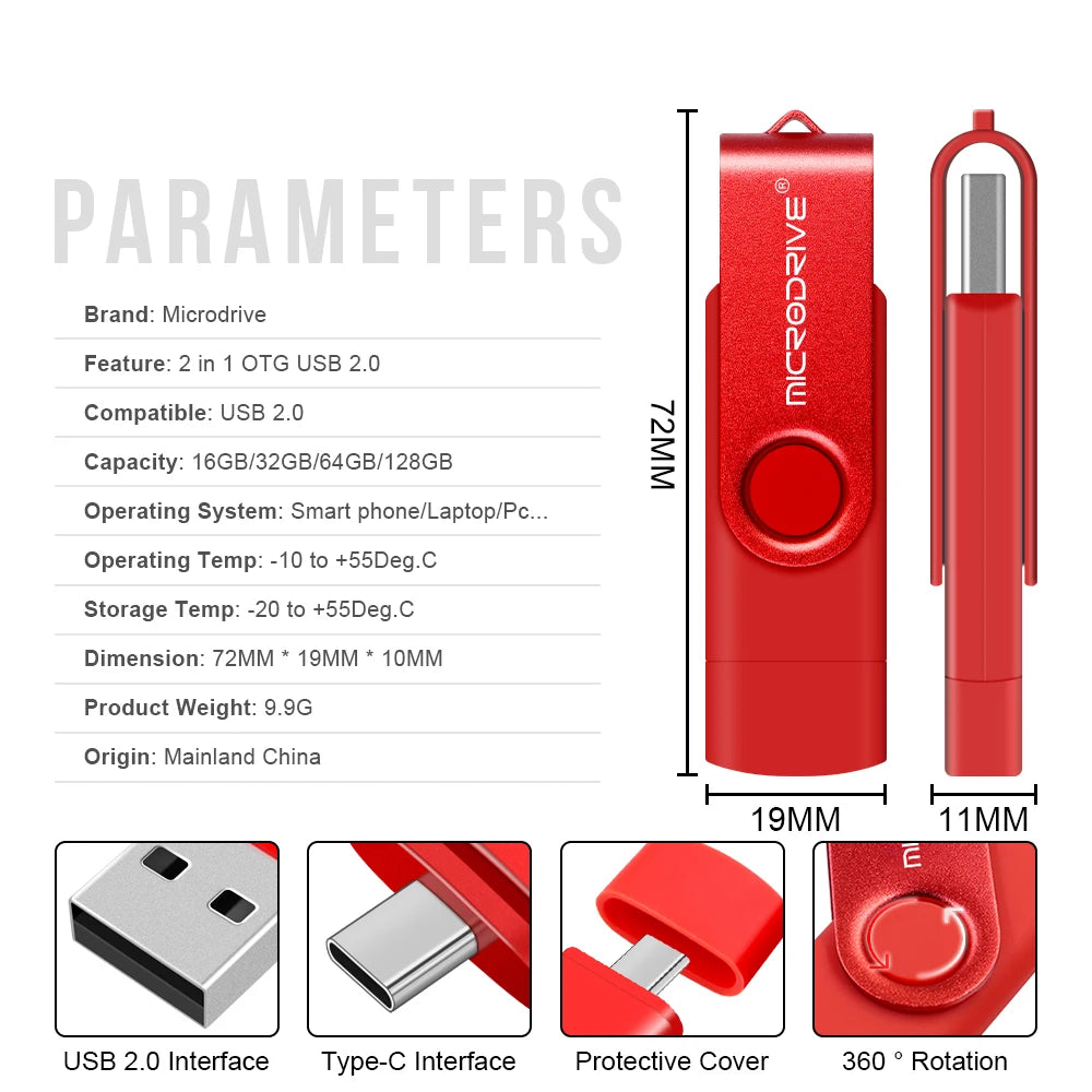 Multifunctional OTG 2 IN 1 type-c USB Flash Drive pendrive 128GB cle usb флэш-накопител stick 32/64 GB Pen Drive for phone