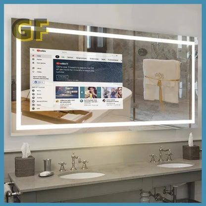 Hotel Bathroom Full Function Glass Smart Android Tv Mirror Smart Led Bathroom Mirror With Touch Screen Smart Magic Mirror